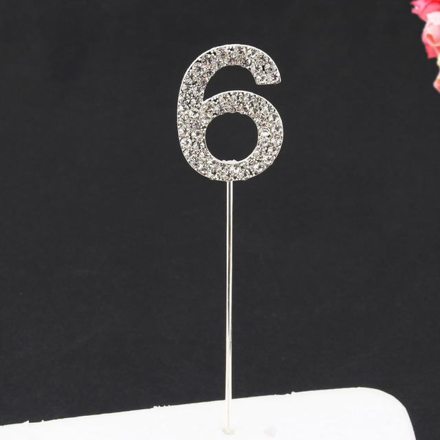 Topper Happy Birthday Party Glitter Alloy Rhinestone 1-9 Number Baby Shower Birthday 1 Year Birthday Digital Diy Cake Decor