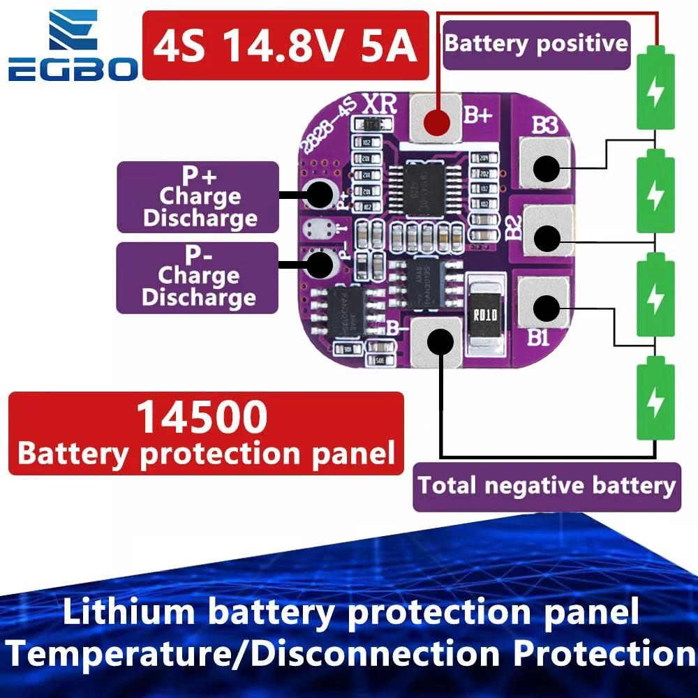 1~10 Stück 4S 5A 3,7V 16,8V 14500 Akkupack-Ladeplatinen BMS 14,8V Lithium-Batterie-Schutzplatine mit Gleichem Anschluss