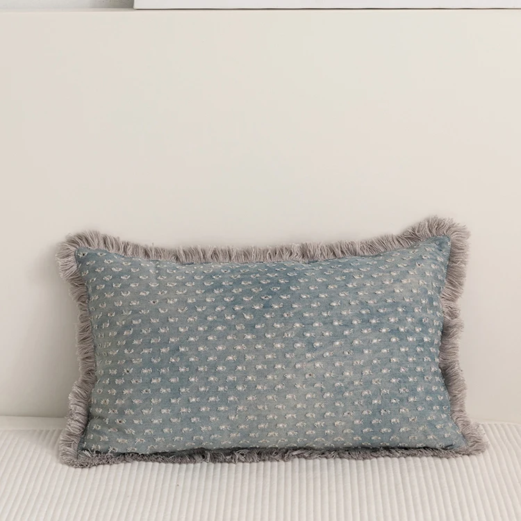 Kissen bezug mit Fransen 45x45cm quadratischer Herz kreis Denim Wohnkultur für Schlafs ofa Wohnzimmer Schlafzimmer – Detail 6