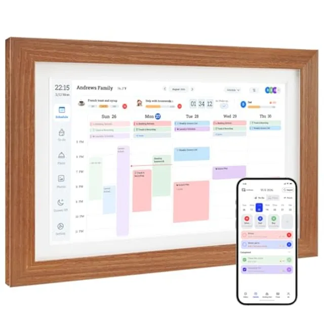 Digital Calendar and Smart Chore Chart, 10.1'' Touchscreen Family Organizer with Multi-Calendar Sync, Reward System, Photo Fram