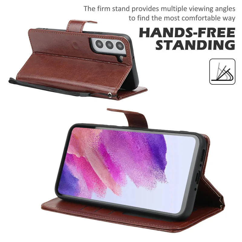 Premium Artificial Leather Wallet-Style Clamshell Phone Case