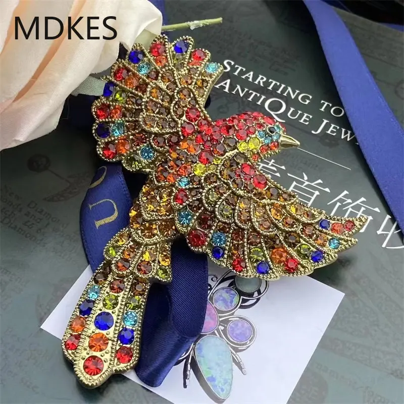 

Rhinestone Vintage Bird Brooch Pins Hummingbird Large Corsage Animal Style Exaggerated Women's Clothing Accessories