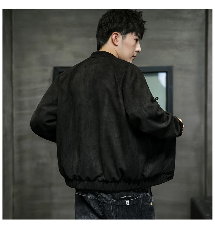 Herbst Winter chinesische Herren bekleidung lose Hirschleder Samt Retro Tang Jacke Wildleder Mantel Outwear männliche traditionelle chinesische Kleidung – Detail 14