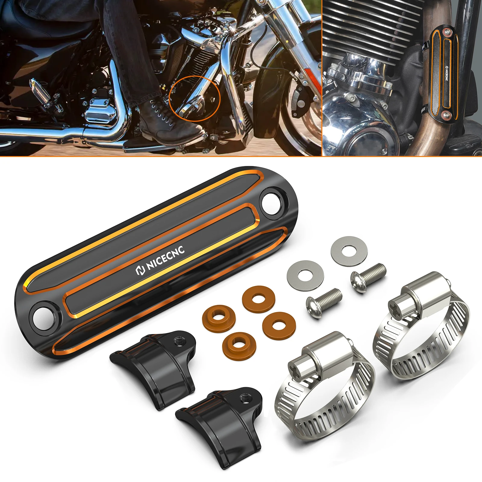 

Motorcycle 63mm Exhaust Pipe Heat Shield Cover for Harley Road King Road Glide Street Glide Electra Glide Standard Ultra Limited