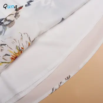 Qunq Summer New Parent-Child Outfit One-Line Shoulder Printed Chiffon Temperament Casual Dress Mom And Daughter Matching Clothes 5