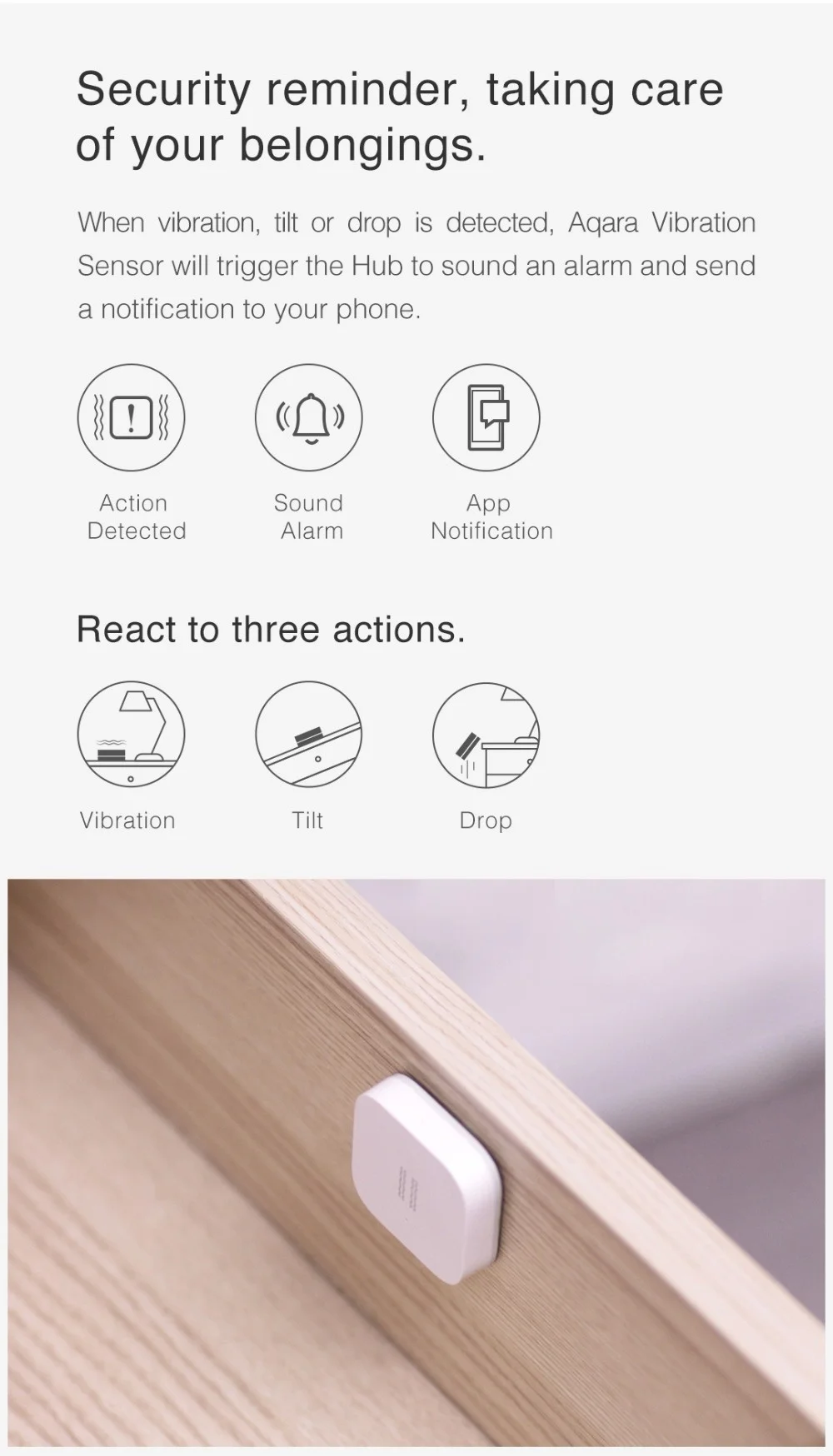 Vibration Sensor Zigbee Wireless Mini Shock Detector for Alarm System Smart Home