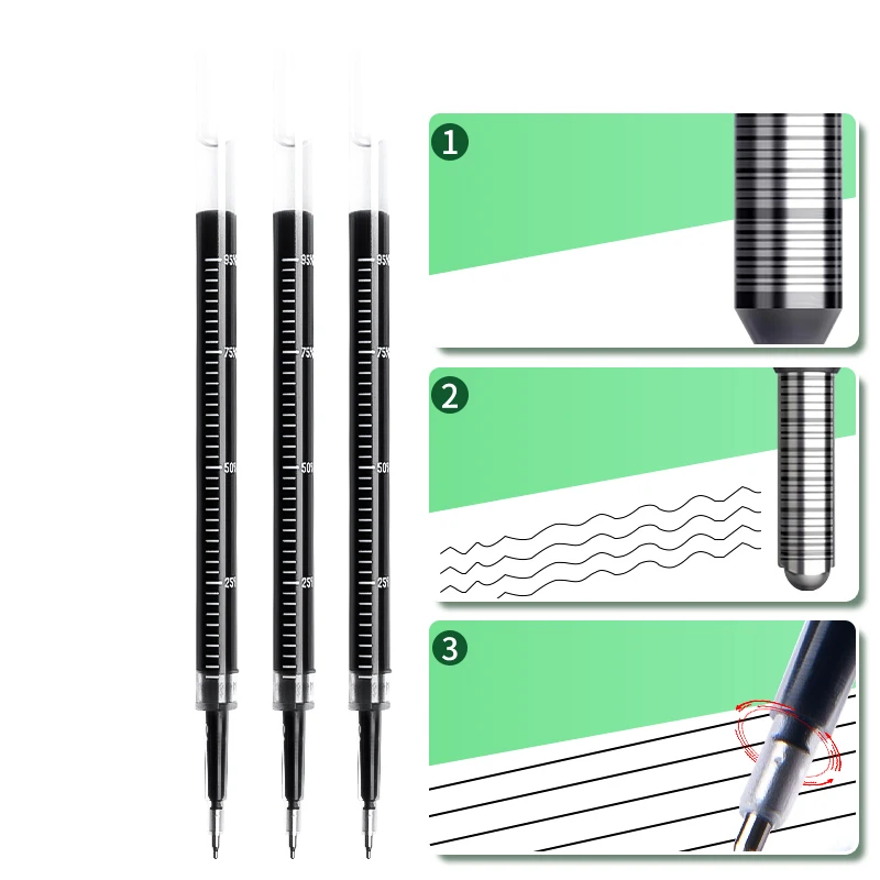 M&G 리필용 잉크, 검정색 0.5mm, 10개입, 눈에 띄는 눈금, 학생, 사무실 및 금융용으로 적합