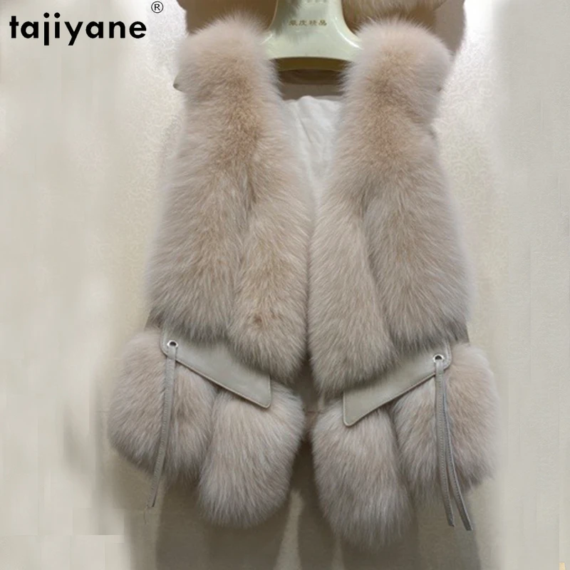 

Tajiyane Real Fur Vest Women Luxury Autumn Winter 2023 Natural Fox Fur Jacket Sleeveless Fox Fur Coats Veste Fourrure Femme