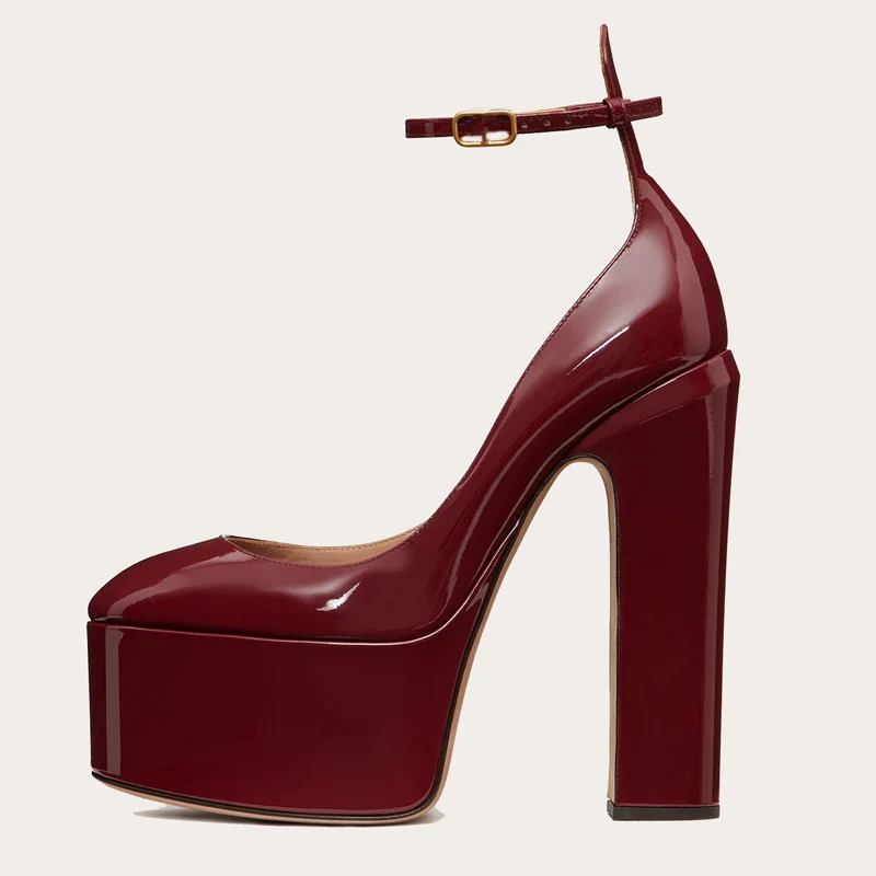 New Super High Heels Women Patent Leather Pumps Women Round Toe Platform Shoes Women Fashion Party sandalias de las mujeres 4