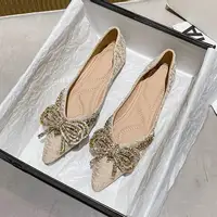 2023 Spring and Autumn New Fashion Bow Pointed Flat Bottom Bean Shoes Korean Versatile Casual Women's Shoes 1