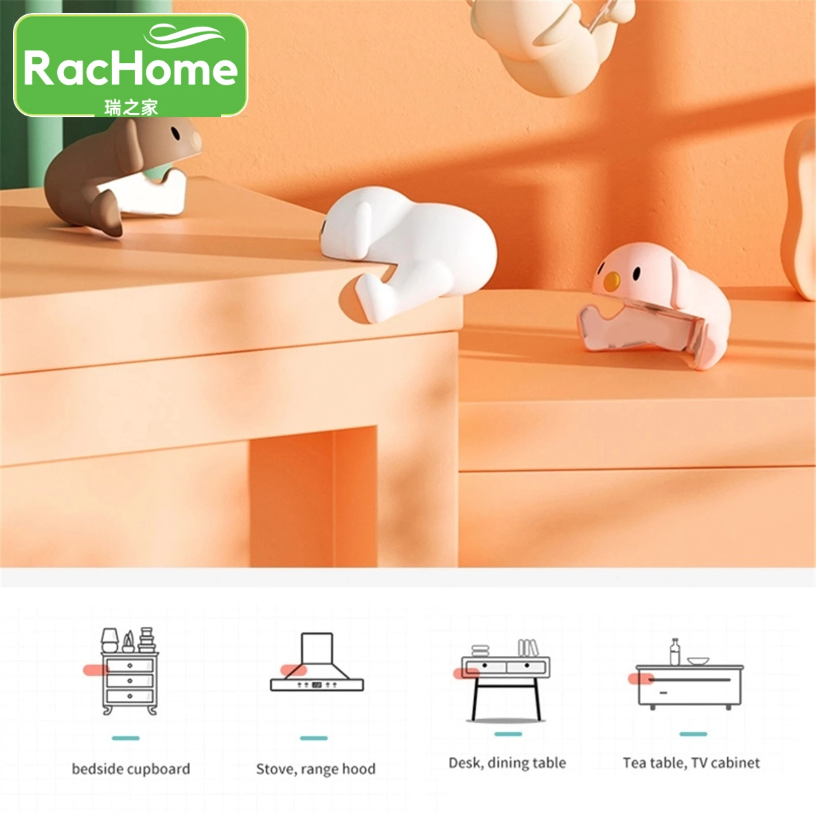 Safety Table Corner Protector Safe Soft Silicone Furniture Protection Cartoon Animal Puppy Edge