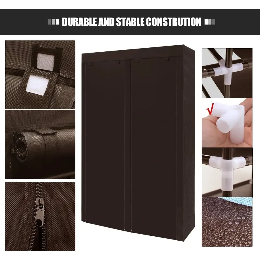 Shoe Rack Storage Organize 28 Pairs Portable Double Row with Nonwoven Fabric Cover Shoe Shelf Cabinet for Closet