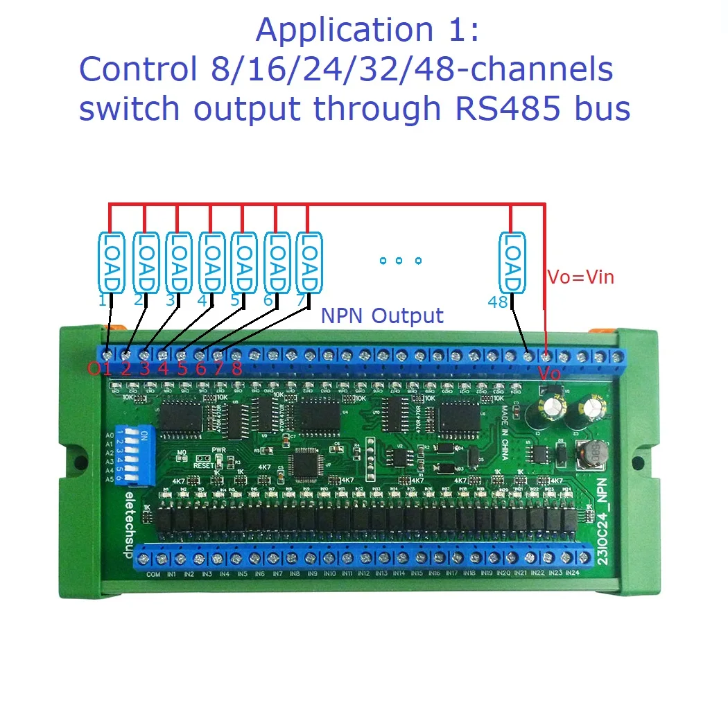 

32CH Output RS485 Modbus NPN/PNP Optically Isolated Input& 300MA NPN Solid State Relay RTU PLC IO Expansion Board