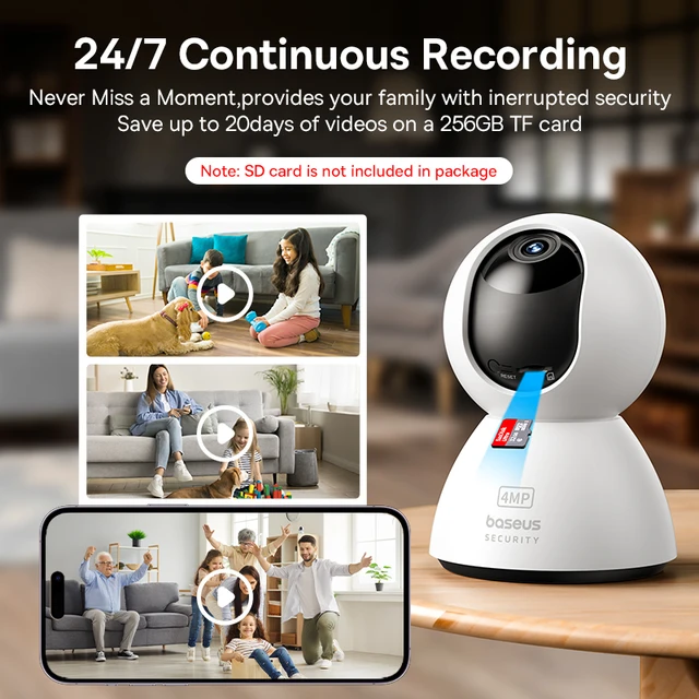 Baseus 4MP IP Camera Smart 5G WIFI Security Camera Indoor Home Protection PT 3K High Clarity Two Way Audio Surveillance Camera 4