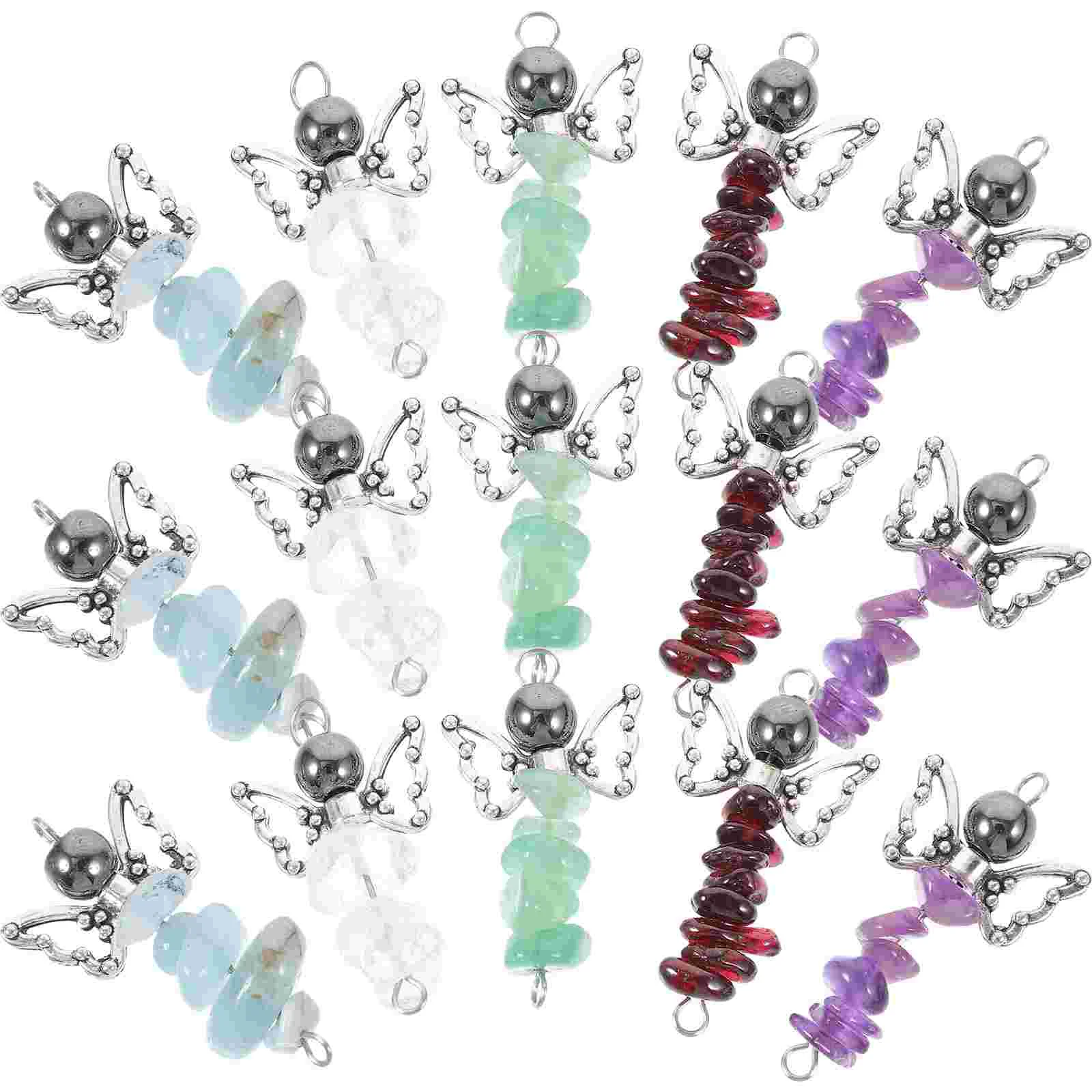 

Angel Charms Chakra Beads Gemstone Angel Charm Glass Round Bead Amethyst Crystal Fairy Charms Making Charm Necklace