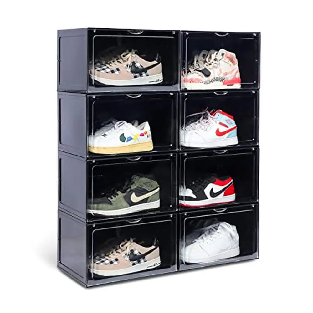 

Stackable Clear Shoe Box Organizer XL Sneaker Storage Container 8 Pack)