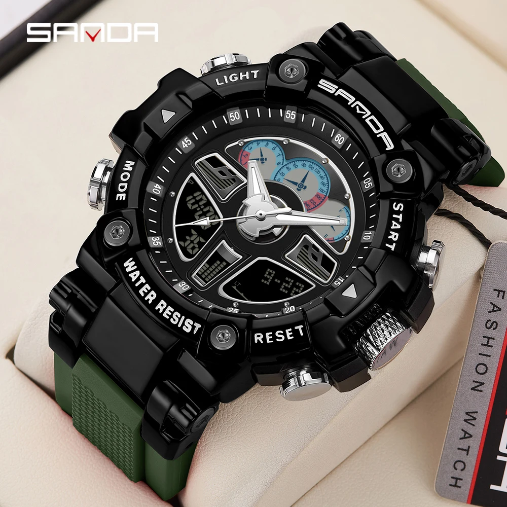 

SANDA Top Brand Men's Sports Watches Military Hyun-chae Case Waterproof Multifunction Wristwatch Quartz Watch for Men Clock 3156