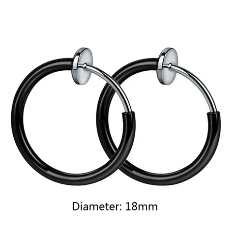 Simple Non Piercing Hoop Earrings For Women Men Teens Titanium Steel Earrings Hoops Fake Piercing Fashion Jewelry