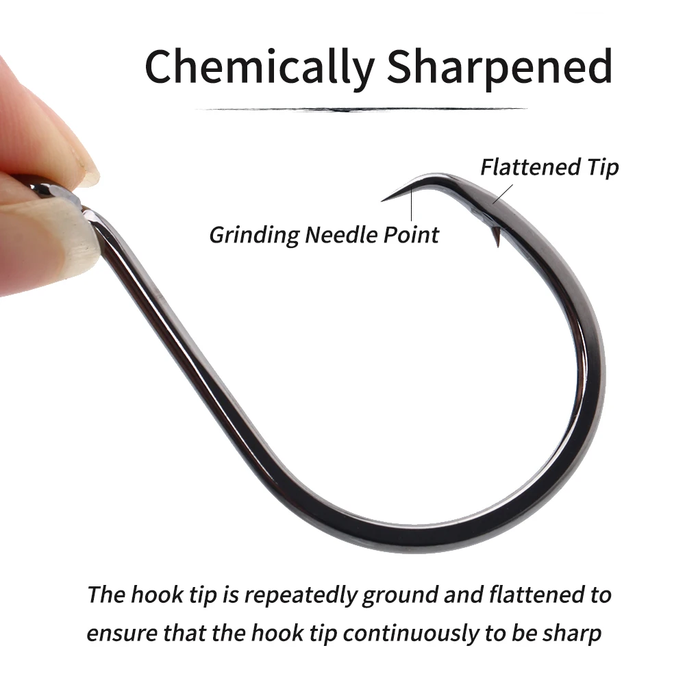 Lionriver Black Nickel Heavy Circle Hook High Carbon Steel Saltwater Fishing  Offset Hook for Catfish Bass Snapper Perch Octopus - AliExpress