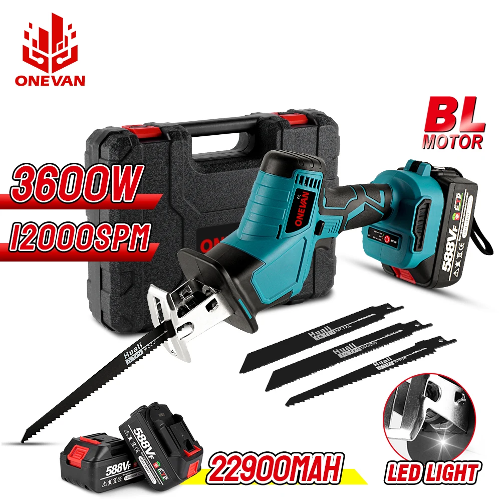 Onevan 3600w Brushless Reciprocating Saw 12000spm Adjustable Speed