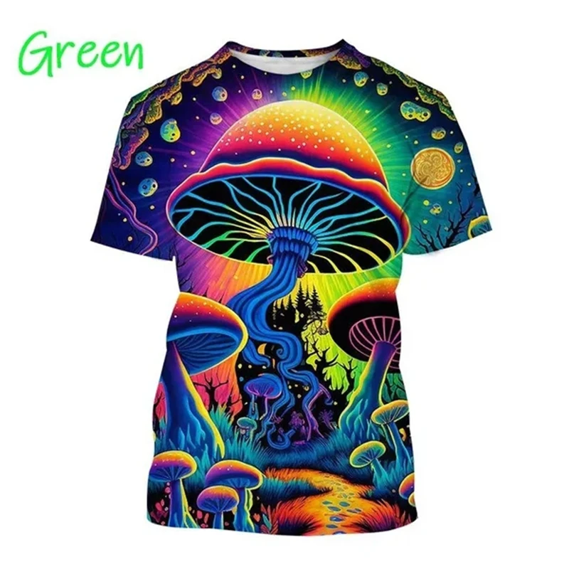 

Magic Mushroom Graphic T-Shirt For Men's Casual Colorful Round Neck Tee For Spring Summer Oversized Short Sleeve Male Clothing