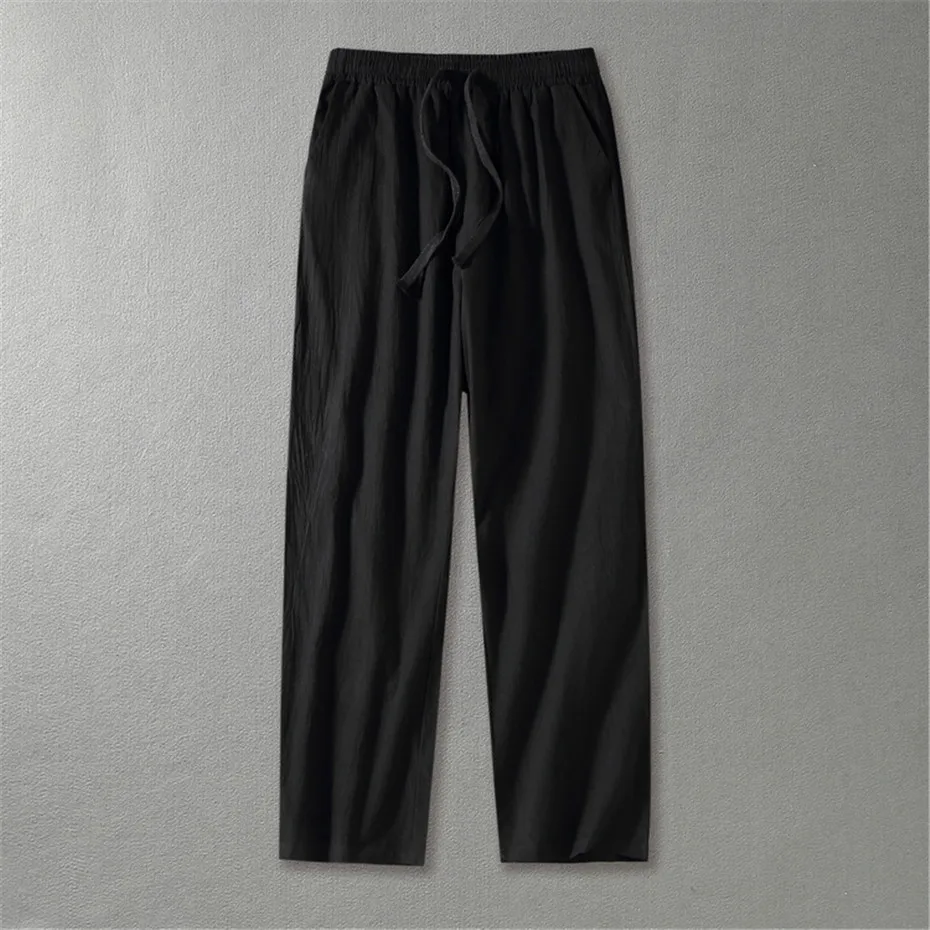 Men Linen Pants Plus Size 8XL 9XL Summer Trousers Fashion Casual Solid Color