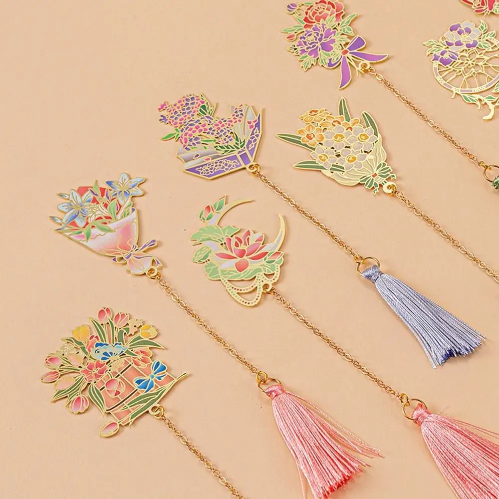 

Creative Flower Series Bookmark Chinese Style Metal Hollow Flower Bookmark Leaf Bookmark Stationery Fine Holiday Student Gifts