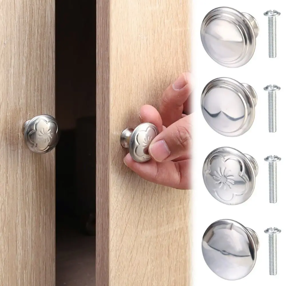 Description Picture 2 of item2Pcs/Set Furniture Hardware Drawer Knobs with Screws Cupboard Cabinet Single-hole Pull Kitchen Home Stainless Steel Door Handles