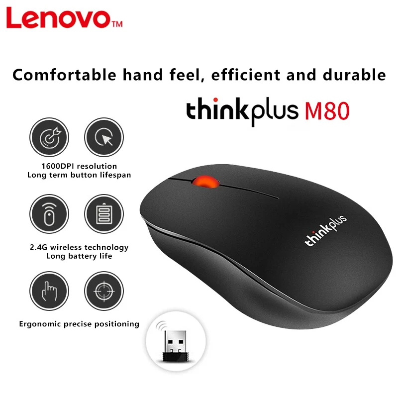 Mouse Lenovo Thinkplus M80 Wireless Mouse Bluetooth Office Black