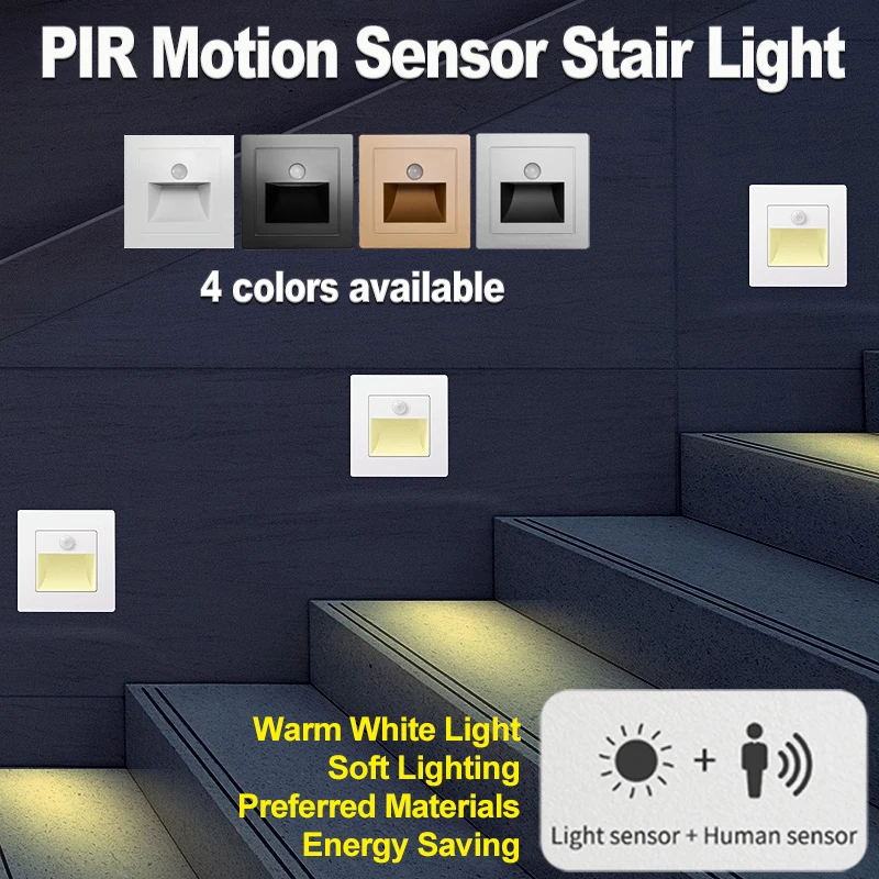 Infrared Human Sensor Stair Lights PIR Motion Sensor LED Night Light ...