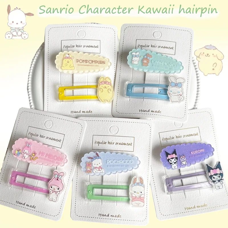 

Sanrio Kawaii Hello котенок, зажим для волос Cinnamoroll My Melody Мультяшные милые челки клипсы набор студентов Ins аксессуары для волос подарок для девочки