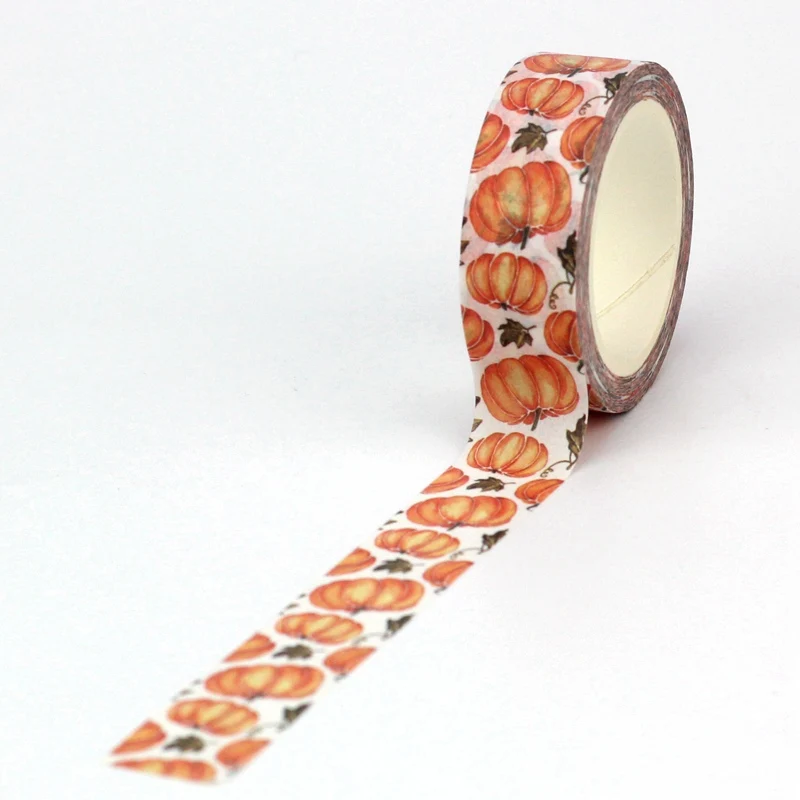 NEW 1X 10M Deco Pumpkin and Green Leaf Autumn Washi Tape for Scrapbooking Planner Masking Tape Kawaii Papeleria 3
