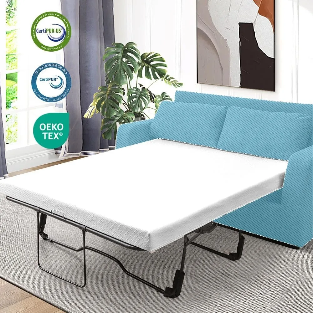 4Inch Memory Foam Sofa Bed Replacement Mattress for Full Size Sleeper Sofa & Couch Beds 5
