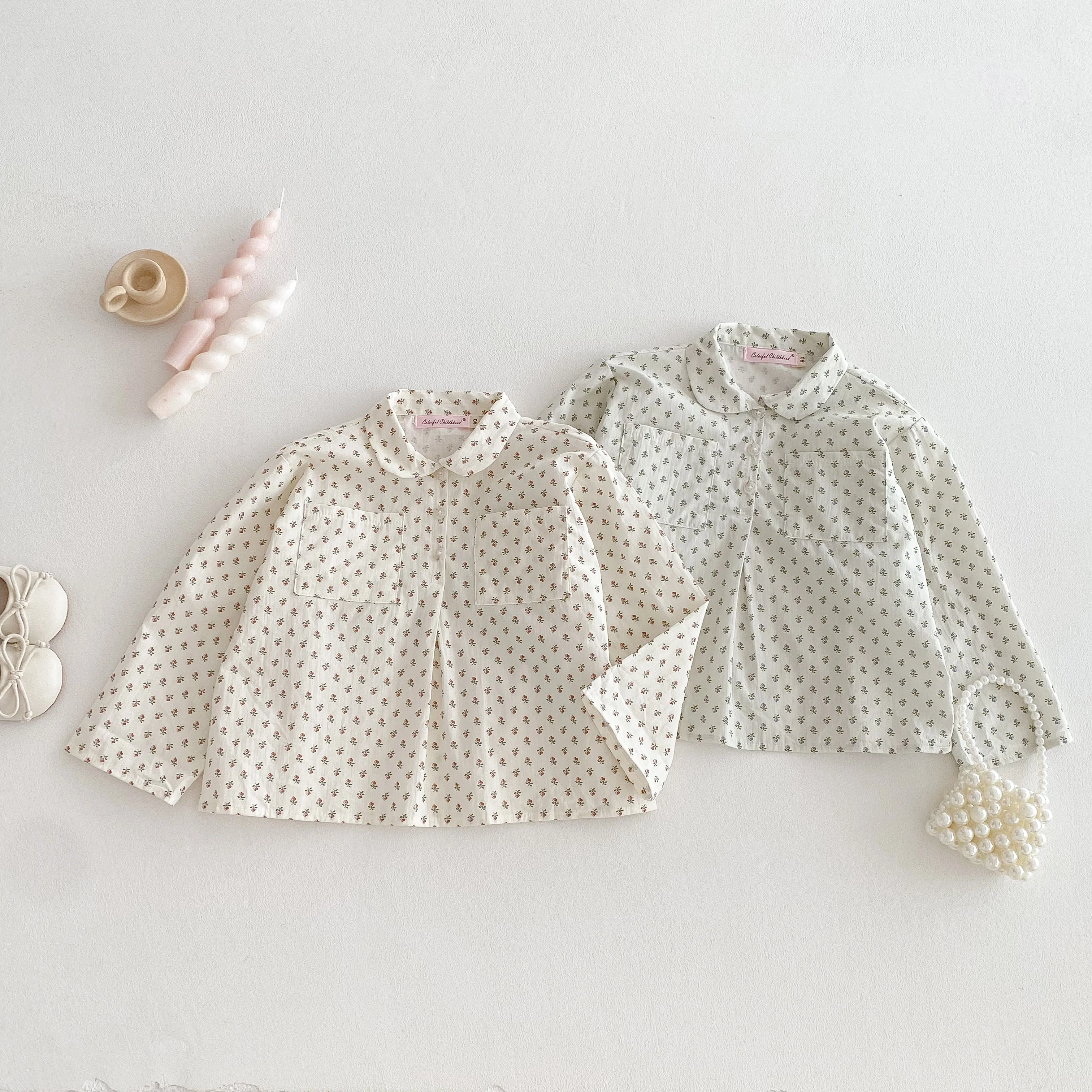 Blumenhemden für kleine Mädchen, Blusen für Kleinkinder, T-Shirt mit Blumenmuster und Tasche, modische Langarm-Tops, Kinderkleidung für Herbst und Frühling – Detail 6