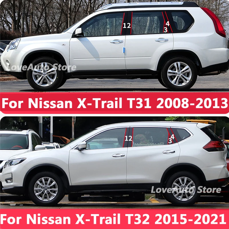 

For Nissan X-Trail T32 T31 2008-2021 Car Window Central Column B Pillar Cover Trim Mouldings Sticker Frame Cover Accessories