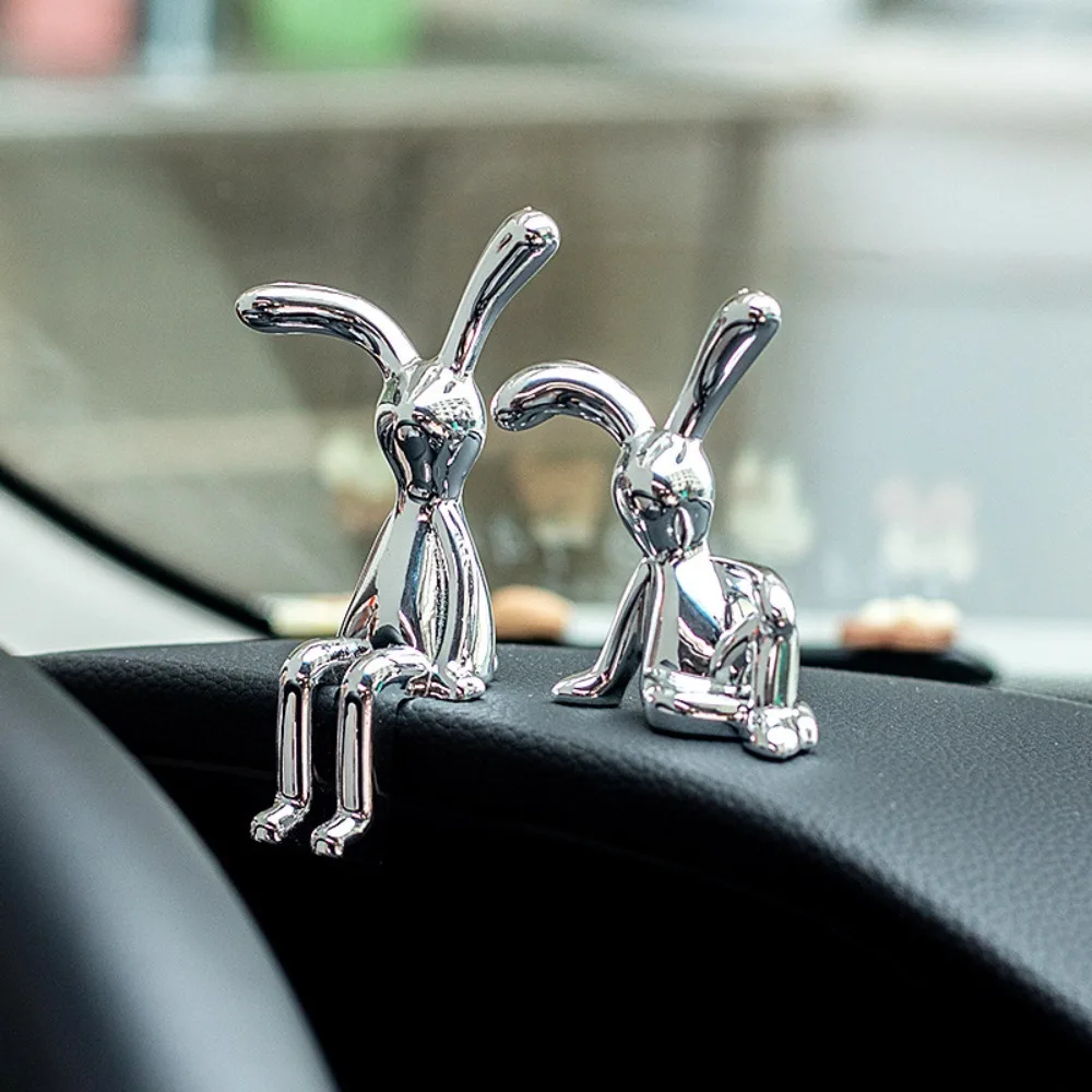 Hot Sale 3D Rabbit Ornaments Long Eared Electroplating Interior Home Furnishings Dining Table Car Center Console Decoration