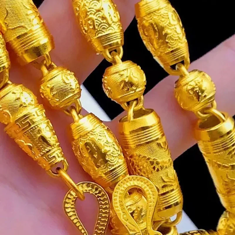 

Поддельная цепочка из 100% чистого 18-каратного золота, ожерелье из настоящего золота, Мужская цепочка с рыбками удачи, постоянный подарок из настоящего 24-каратного золота для парня