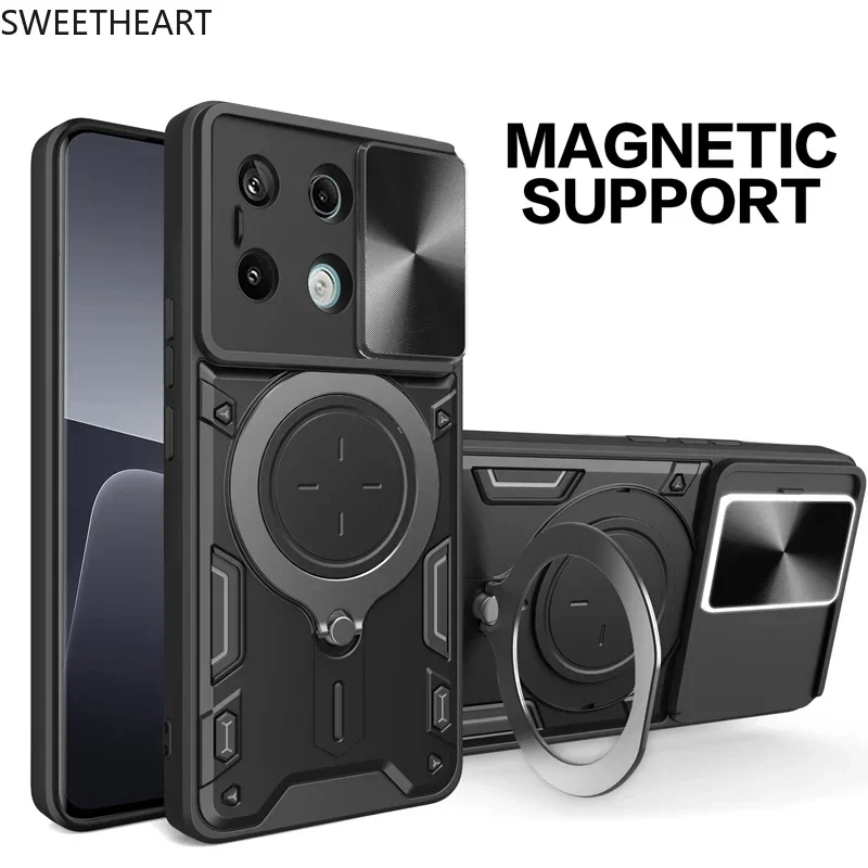 Coque de protection magnétique pour appareil photo Armor Slide pour Xiaomi Redmi Note 13 12 11 10 Pro Plus Redmi Note 13 12 12S 11S 10S 5G_voghion.com