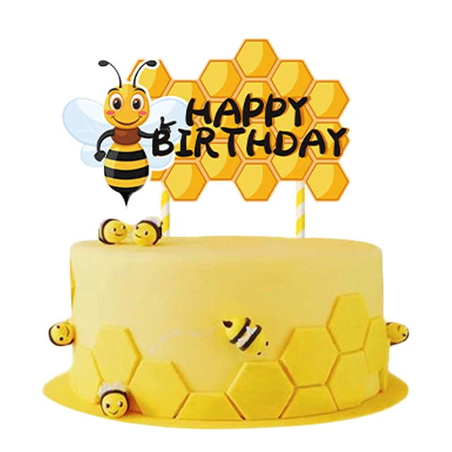 Cute Little Bee Acrylic Happy Birthday Cake Topper Animal Theme Birthday  Cake Toppers for Kids Birthday