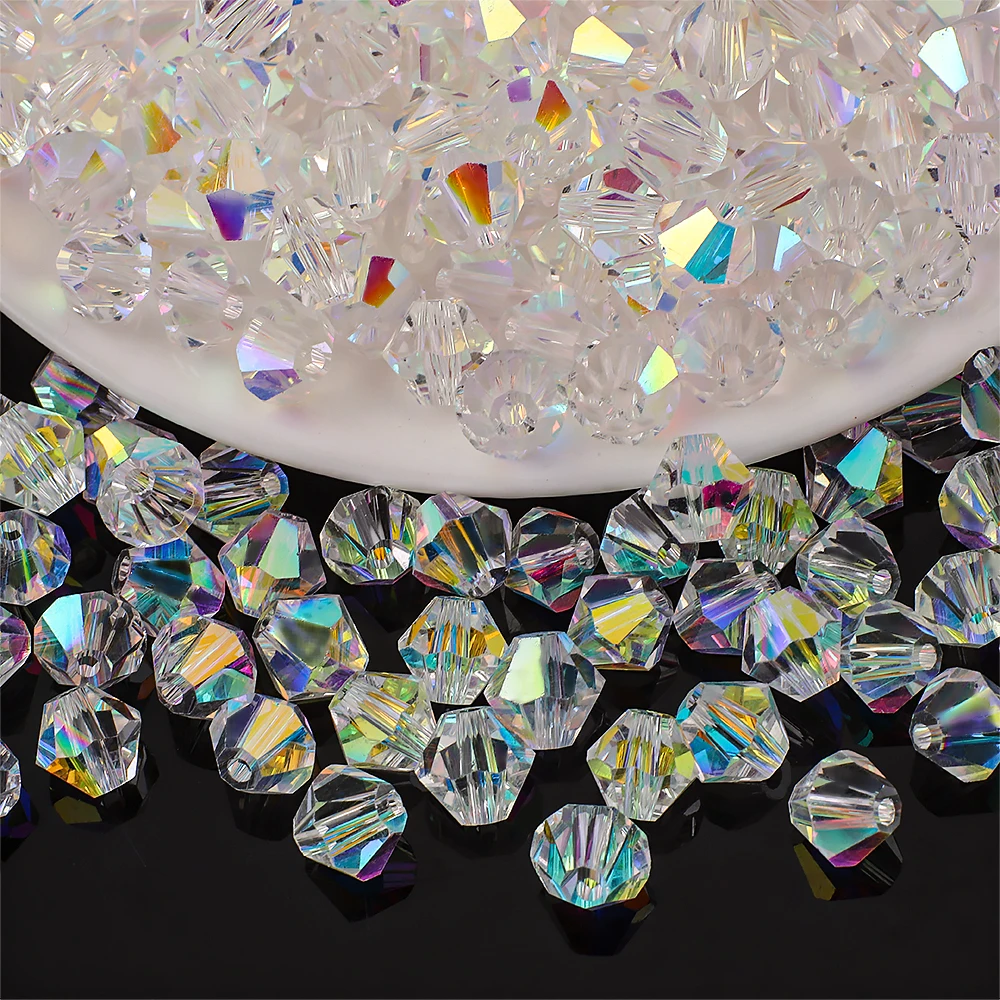 AAA-Qualität 2/3/4/5/6/8 mm facettierte österreichische Perlen Kristall AB Glas runde Perlen Kristall lose Perlen für Armband-Halskettenherstellung – Detail 6