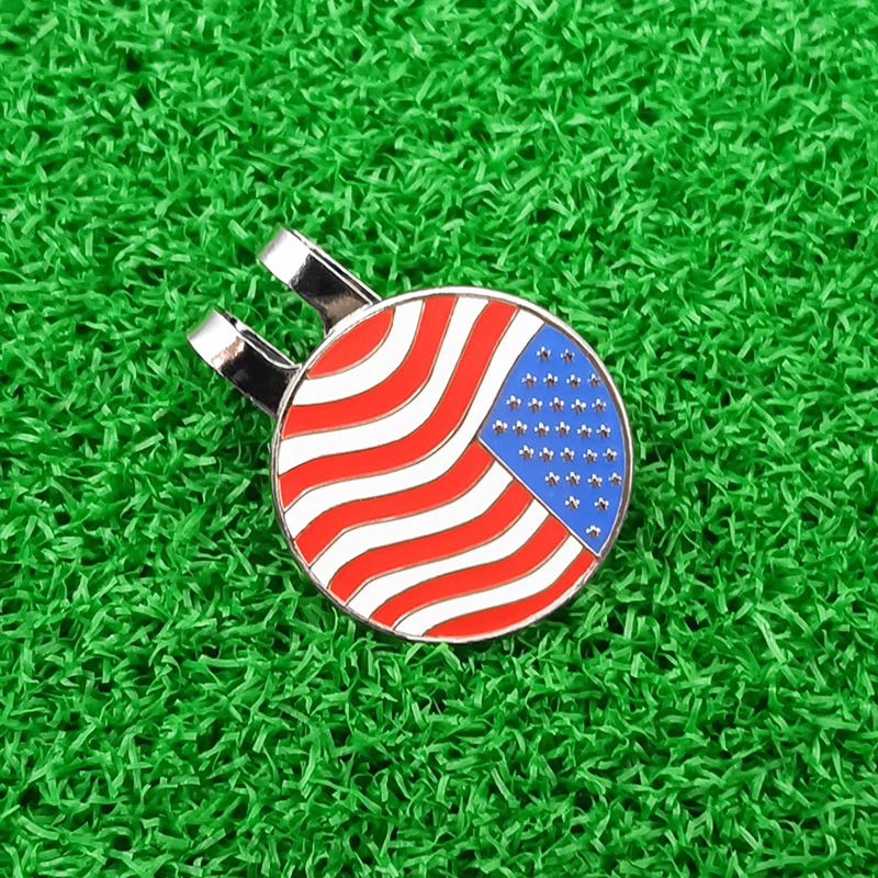 Golf Ball Marker with Magnetic Hat Clip Men and Women and Gift Ball Markers Removable Attaches Easily to Golf Cap American Flag