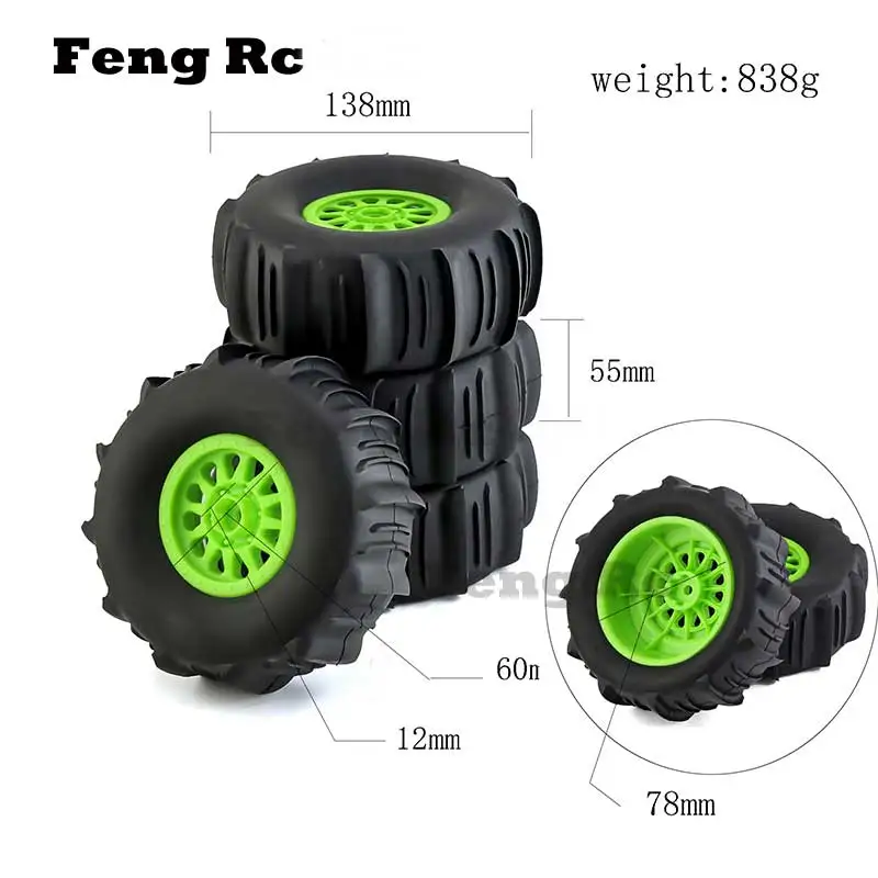 4 Pz 138Mm 1/7 Desert Short Course Truck Sand Tire 17Mm Wheel Hex Per Arrma Mojave Traxxas Udr Yikong Df7 Fs Off-Road Buggy