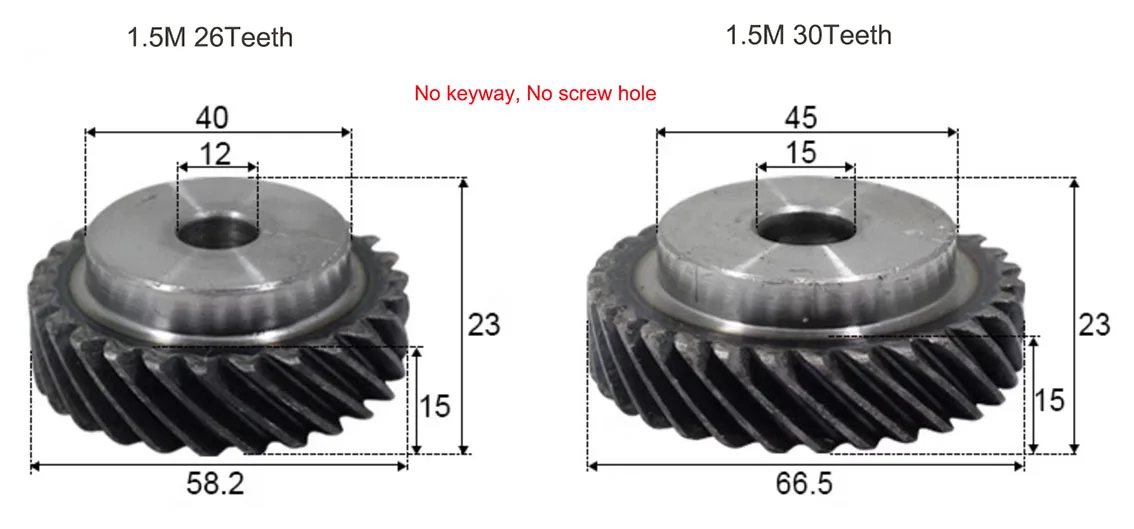 Description Picture 5 of item1pcs 1.5M 2M 18-50 Teeth 45 Degree Left Helical Gear Process Bore 12mm 14mm 15mm Staggered Gear Machinery Transmission Parts
