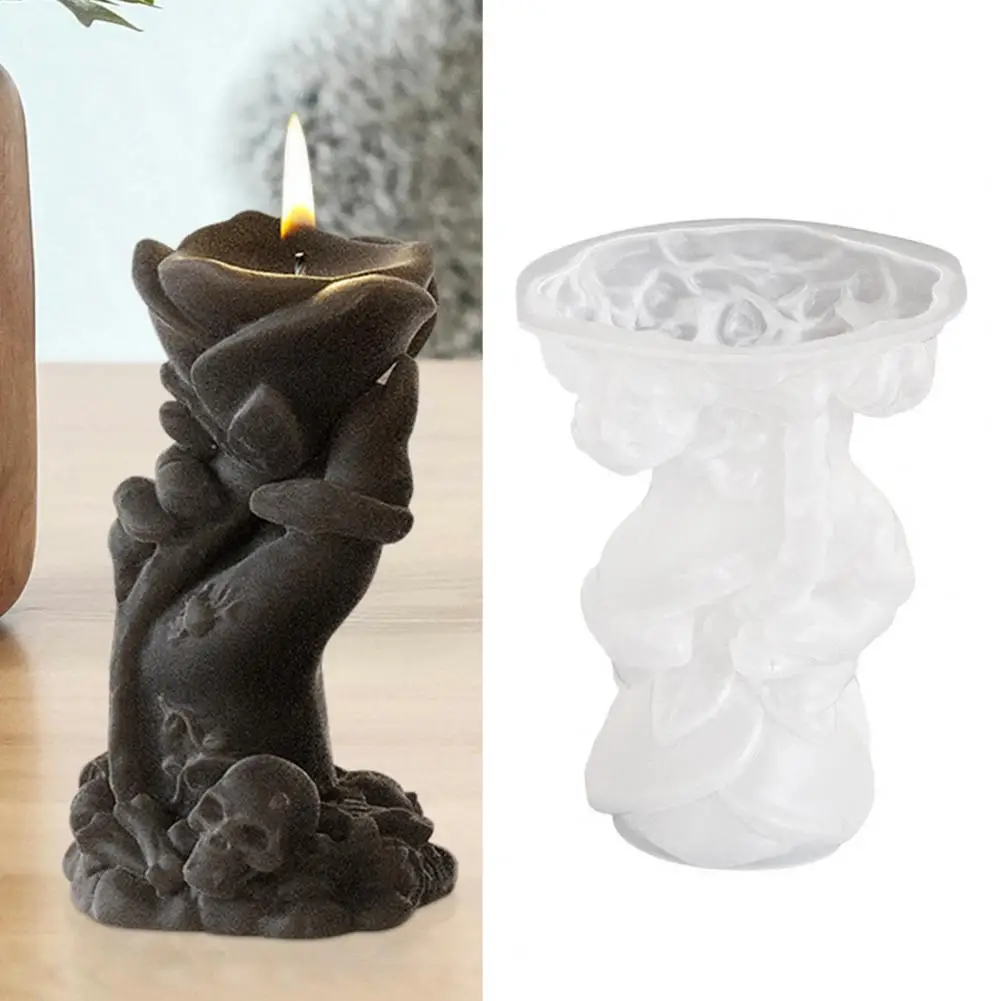 Large 3D Candle Mold Silicone Skeleton Hand Ball Mold Halloween Scene Decoration for DIY Crafts Aromatherapy Candle Soap