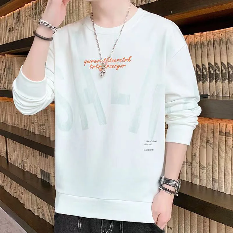 Fashion O-Neck Spliced All-match Printed Sweatshirt Men Clothing 2023 Autumn New Oversized Casual Tops Loose Korean Sweatshirts