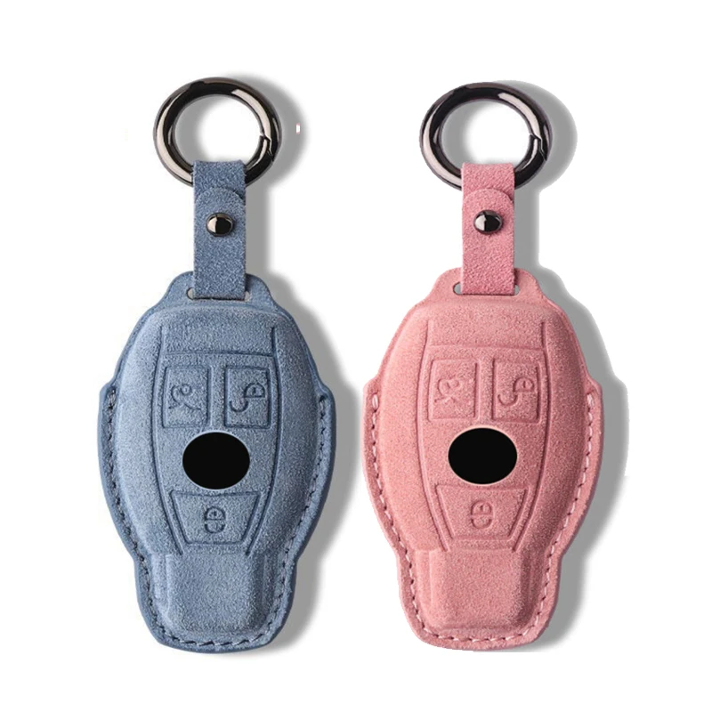 

Leather Alcantara for Mercedes-Benz GLA GLK Class V Class Vito W204 W205 W212 3 Button Remote Smart Car Key Case Cover Fob Ring