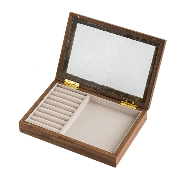 

Wood Jewelry Display Box Single-layer Portable Jewelry Box Women Earrings Storage Box Cosmetic Cases for Rings Storage