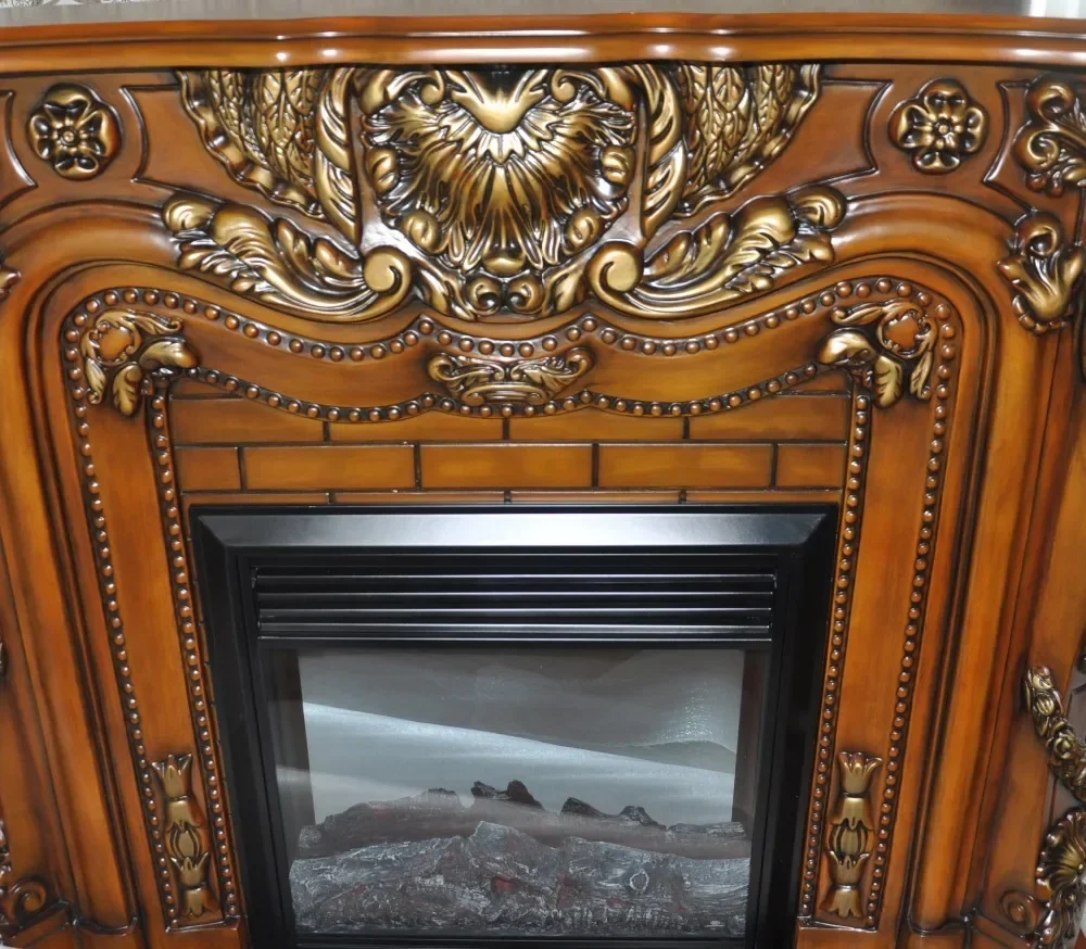 Deluxe Fireplace W150cm European Style Chimney Wooden Mantel Plus Electric Insert Firebox Burner Artificial LED Optical Flame