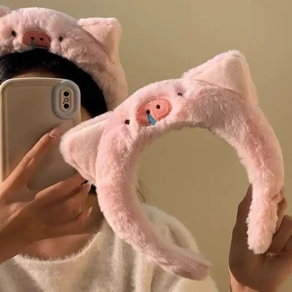 Pink Plush Pig Headband Hair Accessories for Women and Girls
