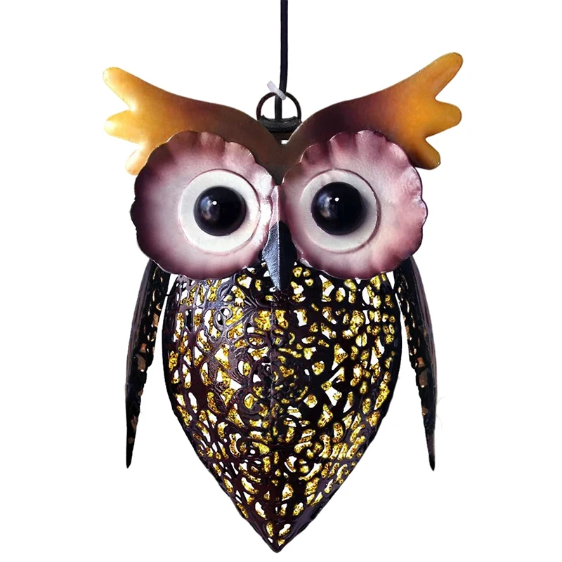 

Iron Art Owl Solar Lights Hanging Lantern Outdoor Decorations Night Lamp For Garden Yard Lawn Patio Courtyard